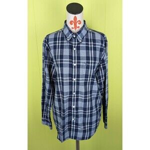 American Eagle AEO Mens L Classic Fit Blue Plaid Button-Up Long Sleeve Shirt